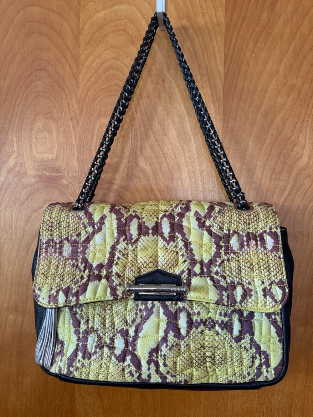 Aimee Kestenberg Quilted Snake-Print Leather Shoulder Bag